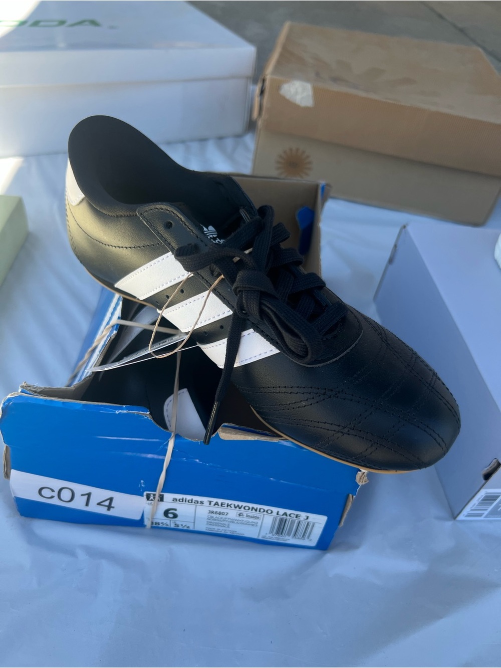 adidas Black and White Athletic Taekwondo Lace-Up Shoes